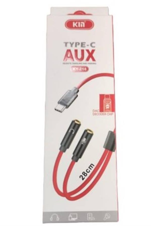 Adaptador UsbC a Auxiliar mic/audio Ky-218 Kin